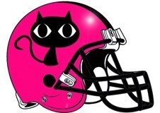 Cartoon Kitty Fantasy Football Helmet Logo